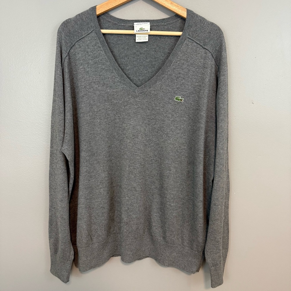 Lacoste Men's Gray V-Neck Sweater